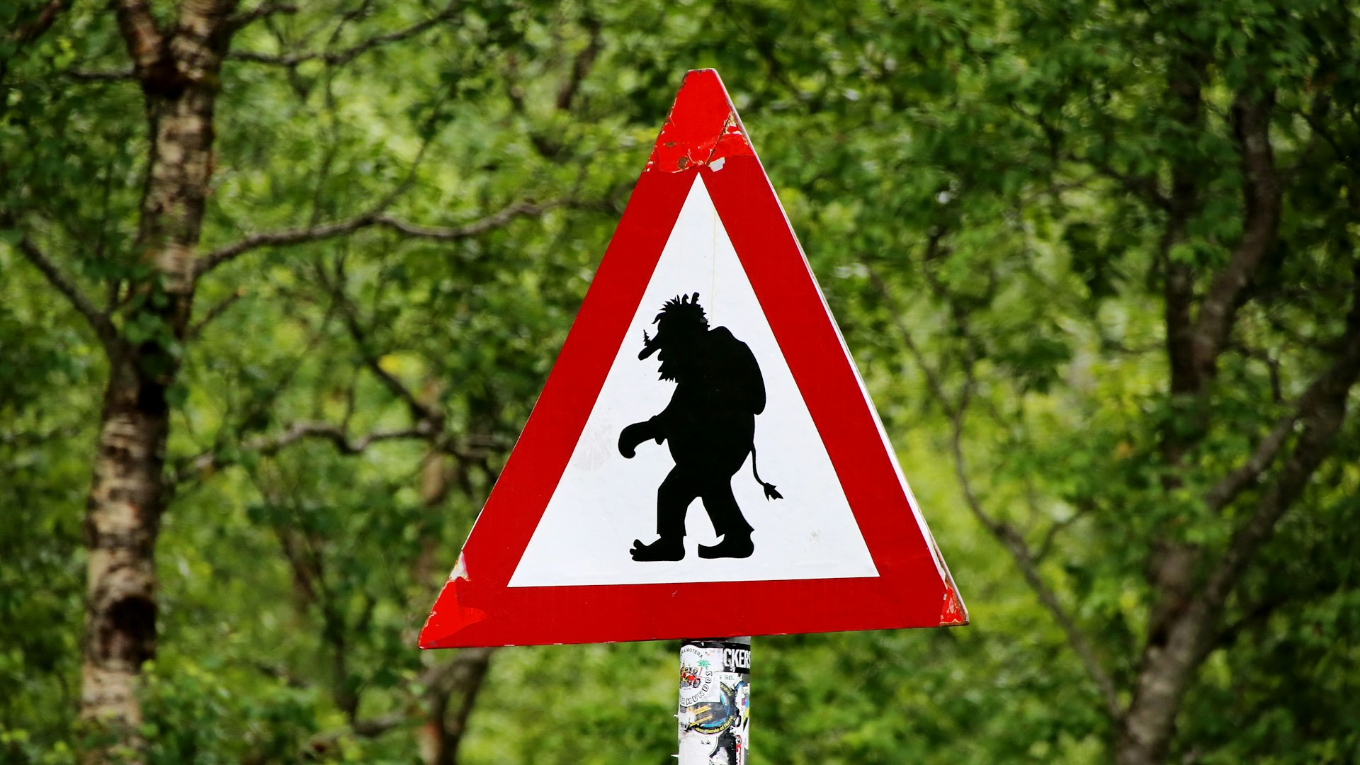 A troll crossing sign uses humor to remind IT specialists to be careful.