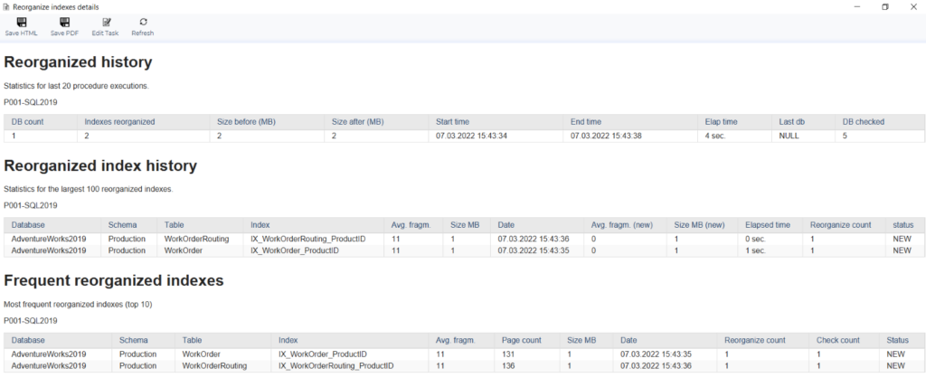 screenshot of the history work in dbwatch.