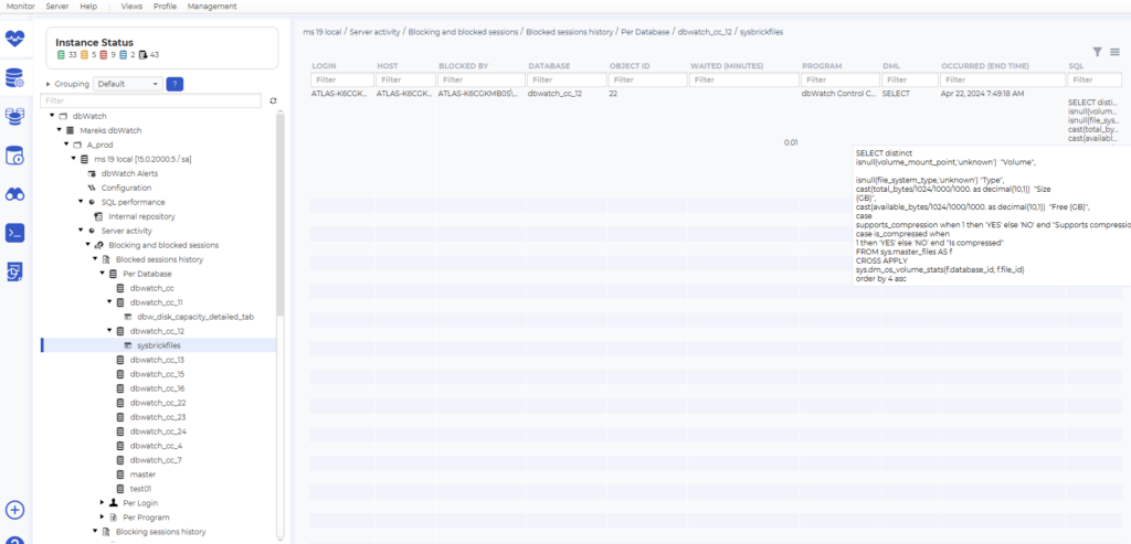 screenshot showing the status of instances