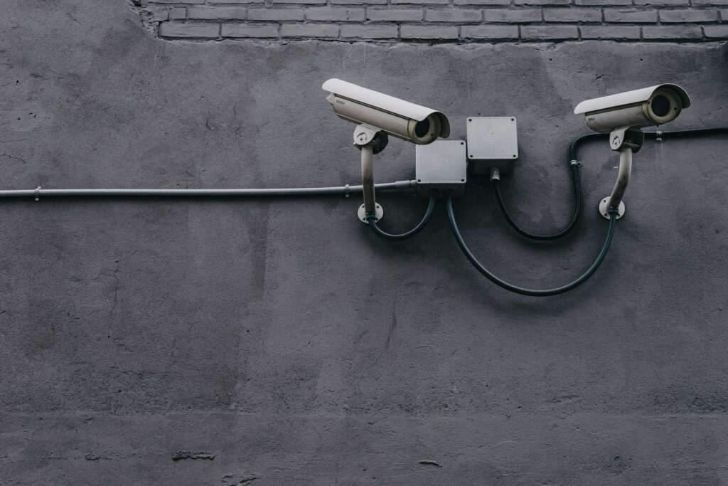 database security symbolized with security cameras
