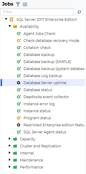 Screen shot showing Database server uptime in dbWatch.