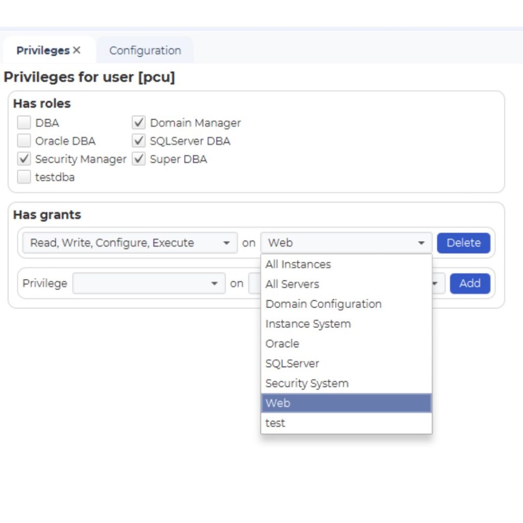 A close up of how access control works in dbwatch.