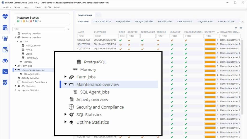 An example of using dbWatch for a SQL maintenance plan.