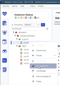change to management mode to manage database locks
