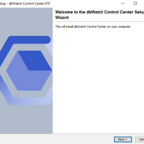 The start screen for beginning with dbWatch